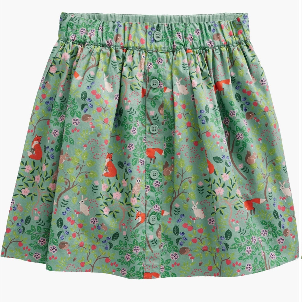 Mini Boden Button Through Twirly Skirt in Woodland Fox 4-5Y